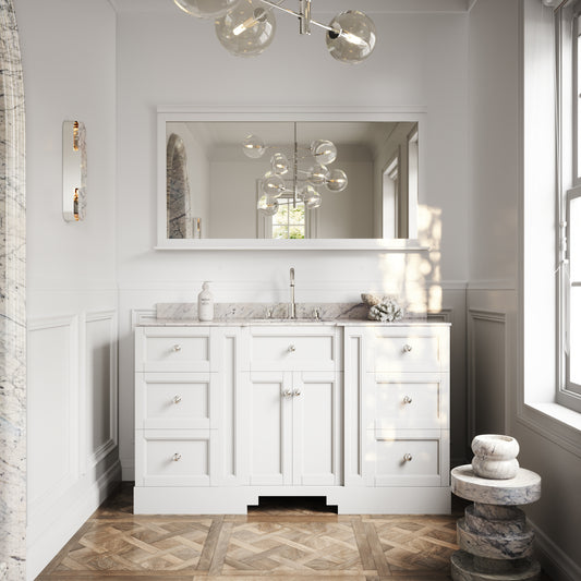 Eaton Carrara Marble Floorstanding Vanity Unit (Primed White) 1400mm