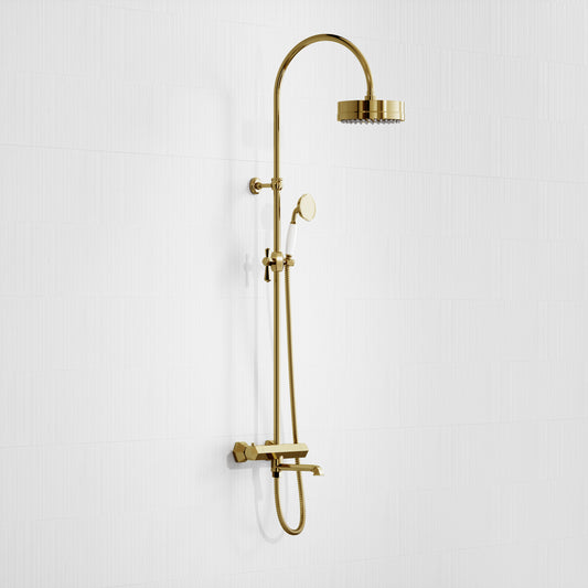 Eton Polished Brass 3-way Thermostatic Bath Shower System