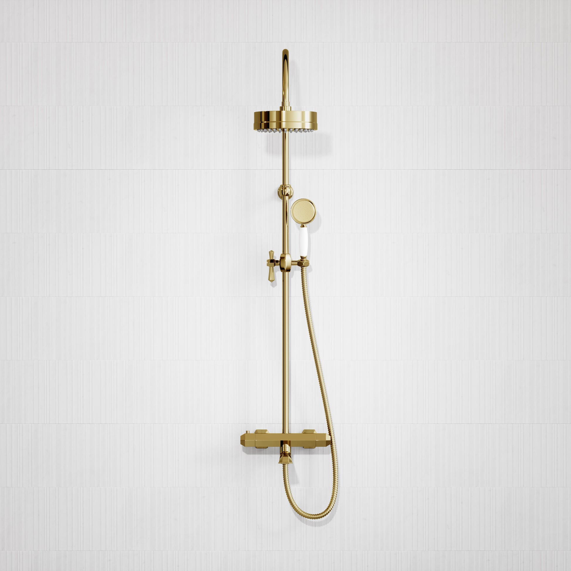 Eton Polished Brass 3-way Thermostatic Bath Shower System