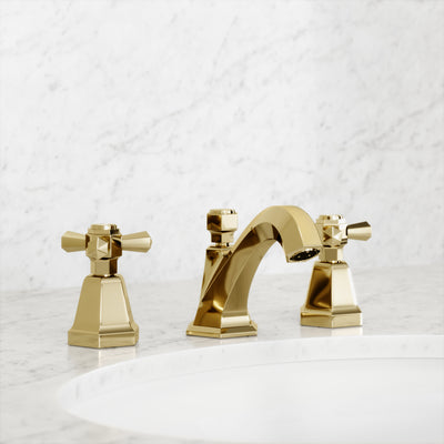 Eton Polished Brass Deck Mounted 3-Hole Basin Mixer Tap