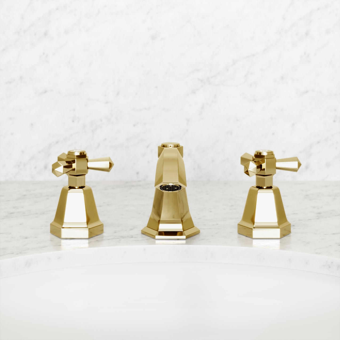 Eton Polished Brass Deck Mounted 3-Hole Basin Mixer Tap