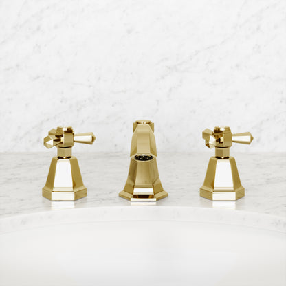 Eton Polished Brass Deck Mounted 3-Hole Basin Mixer Tap