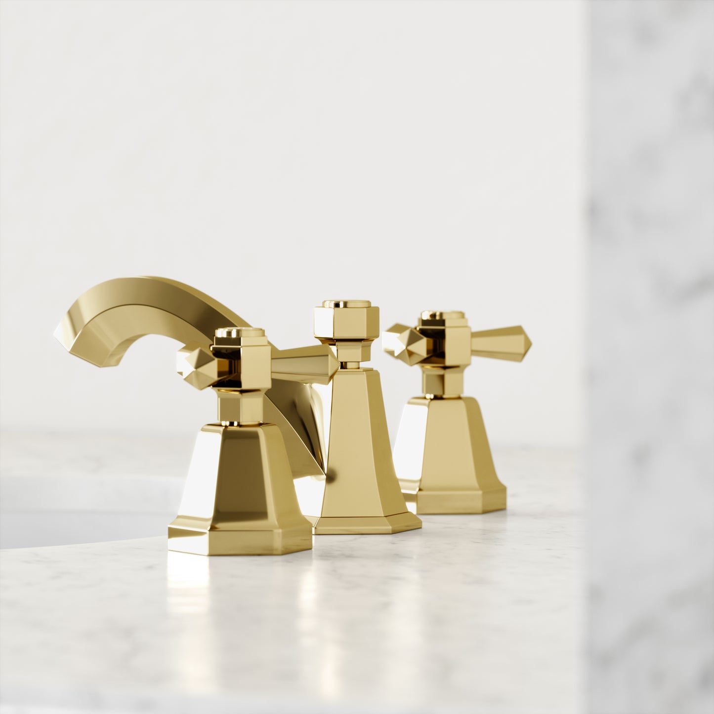 Eton Polished Brass Deck Mounted 3-Hole Basin Mixer Tap