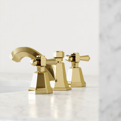 Eton Polished Brass Deck Mounted 3-Hole Basin Mixer Tap