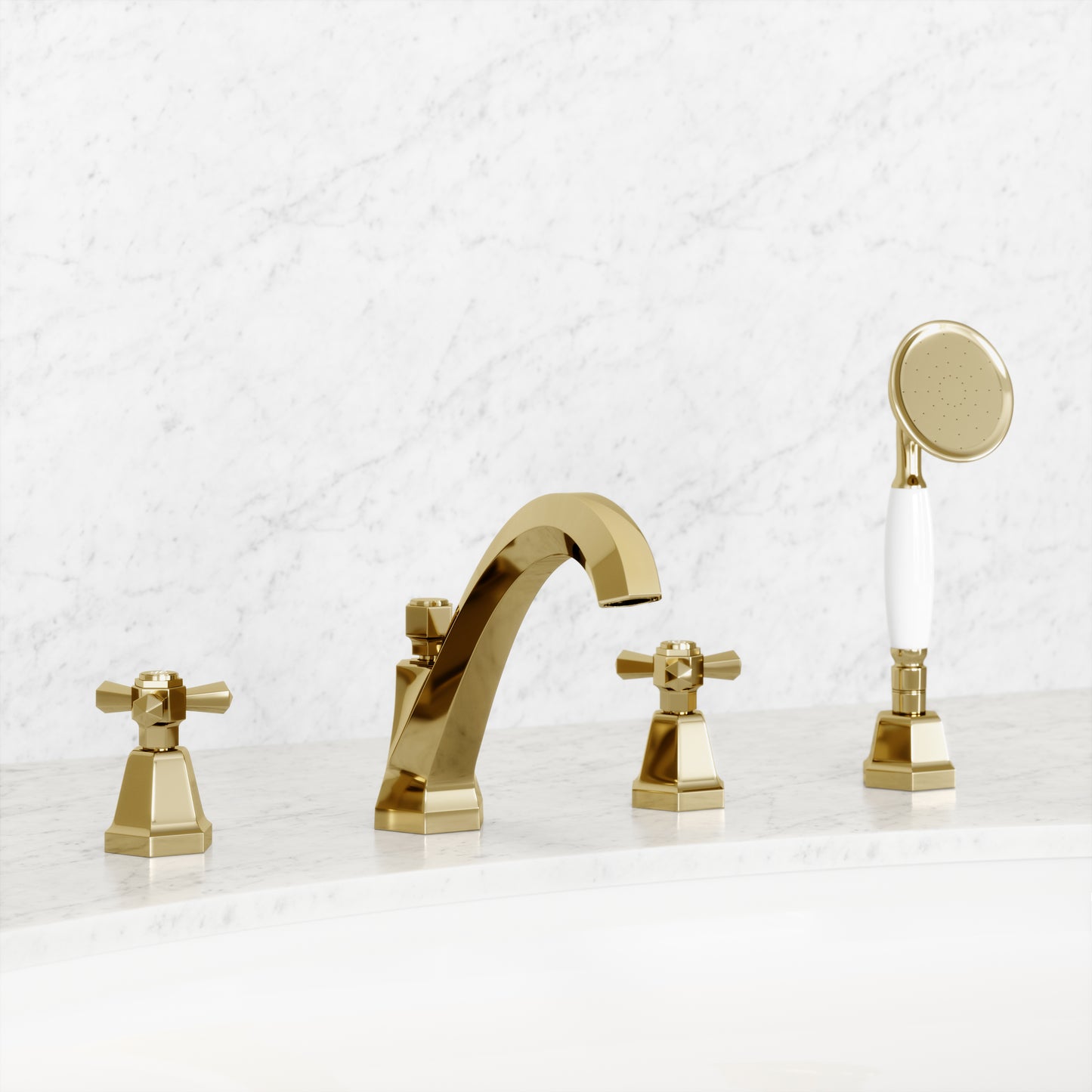 Eton Polished Brass Deck Mounted Bath Shower Tap