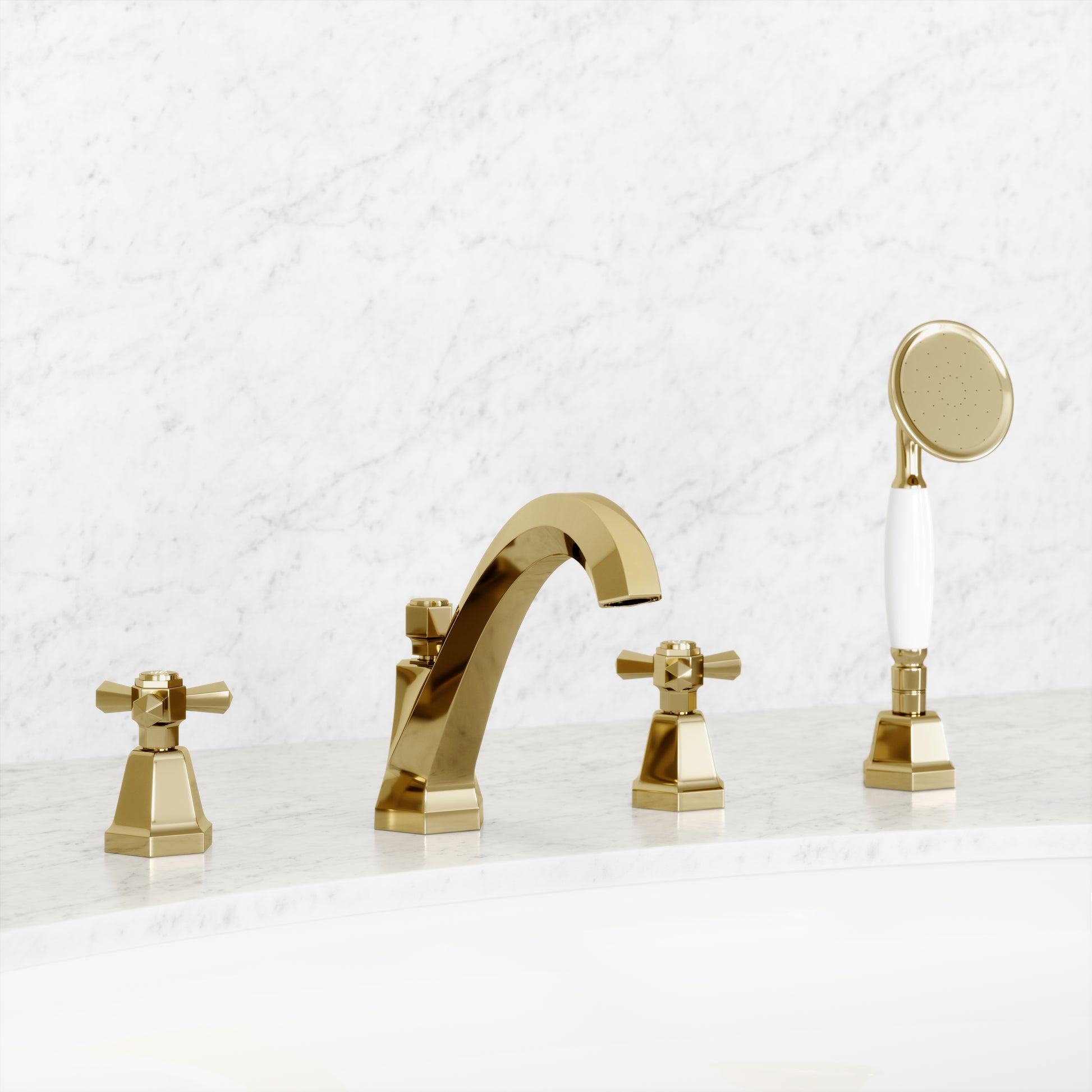 Eton Polished Brass Deck Mounted Bath Shower Tap