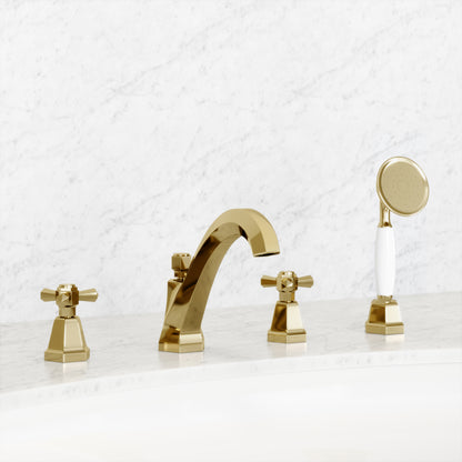 Eton Polished Brass Deck Mounted Bath Shower Tap