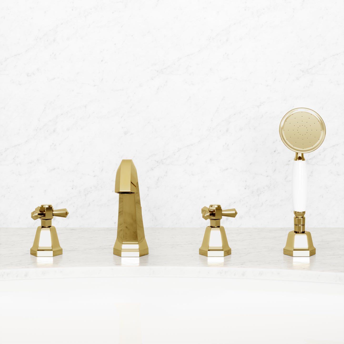 Eton Polished Brass Deck Mounted Bath Shower Tap