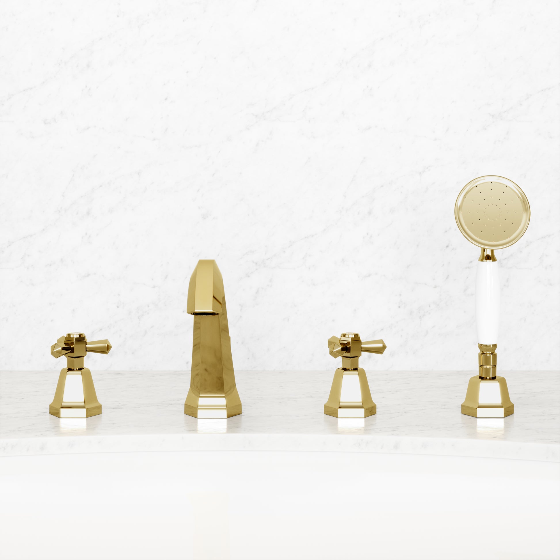 Eton Polished Brass Deck Mounted Bath Shower Tap