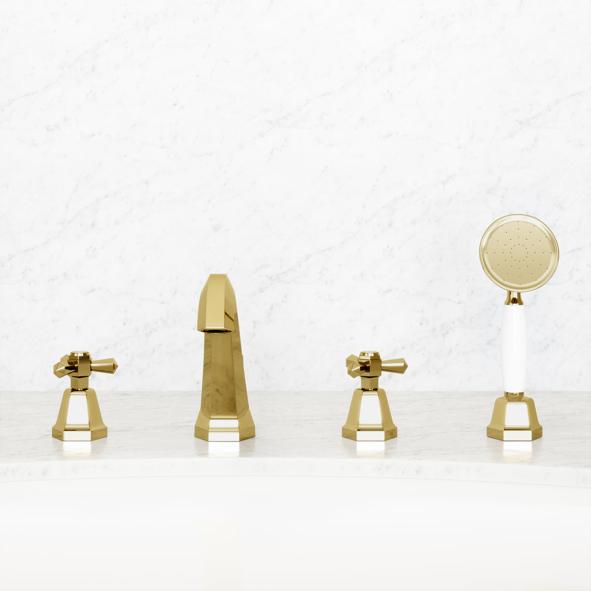 Eton Polished Brass Deck Mounted Bath Shower Tap