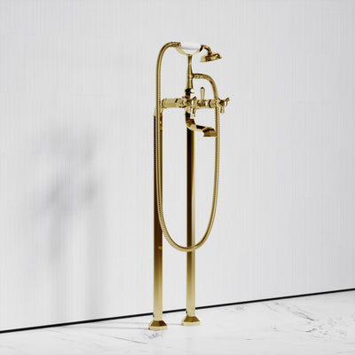 Eton Polished Brass Freestanding Bath Shower Tap