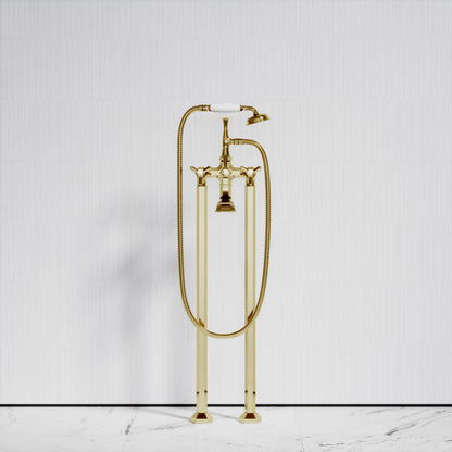 Eton Polished Brass Freestanding Bath Shower Tap