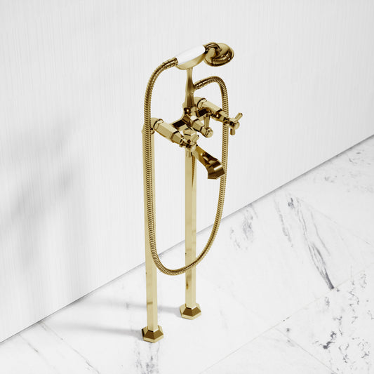Eton Polished Brass Freestanding Bath Shower Tap