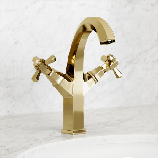 Eton Polished Brass Tall Basin Mixer Tap