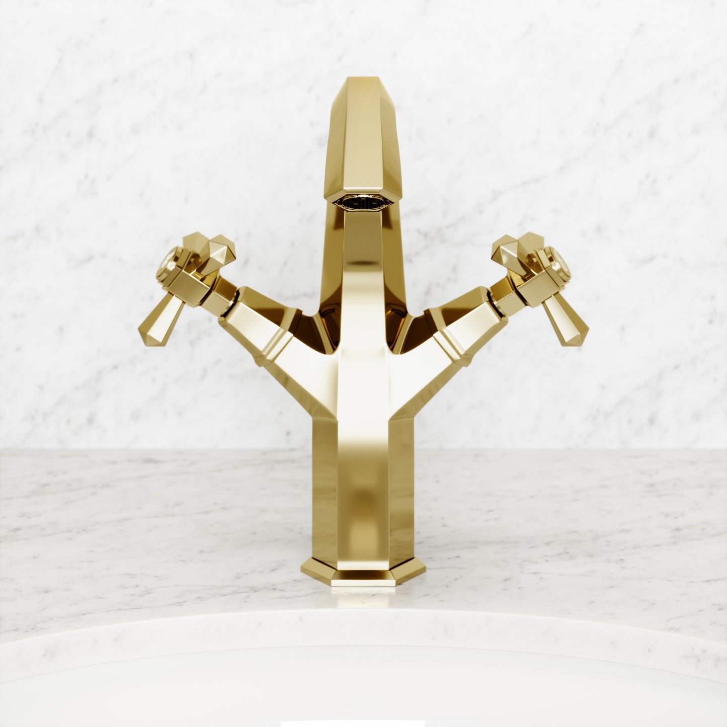 Eton Polished Brass Tall Basin Mixer Tap