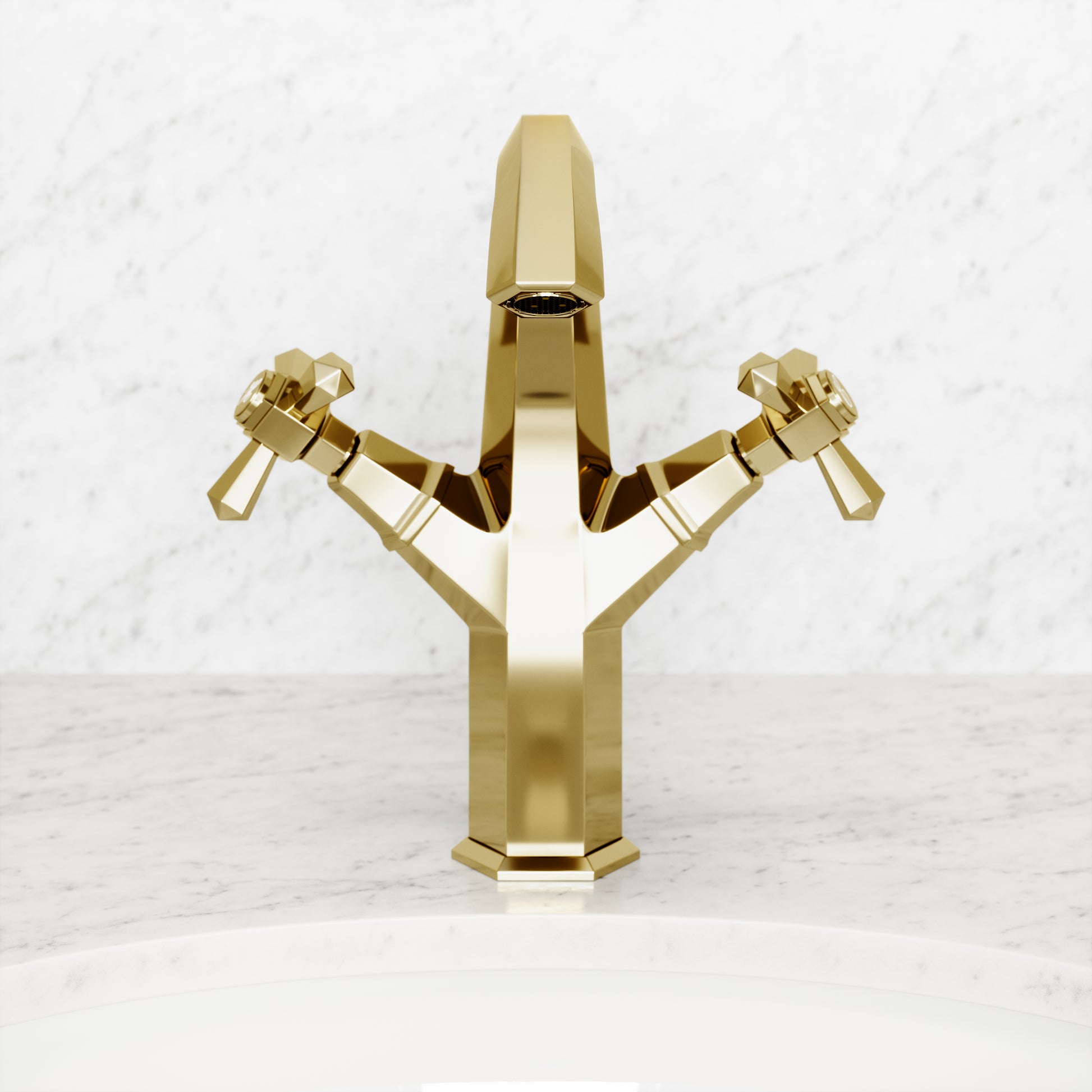 Eton Polished Brass Tall Basin Mixer Tap