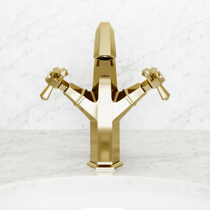 Eton Polished Brass Tall Basin Mixer Tap