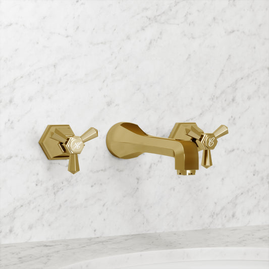 Eton Polished Brass Wall Mounted Basin Mixer Tap