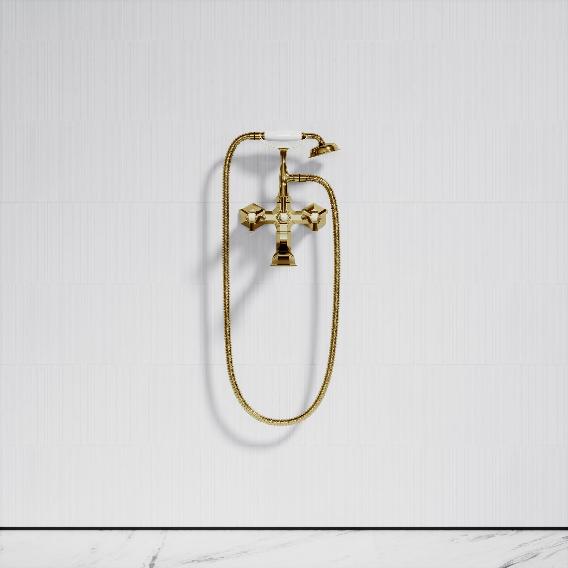 Eton Polished Brass Wall Mounted Bath Shower Tap