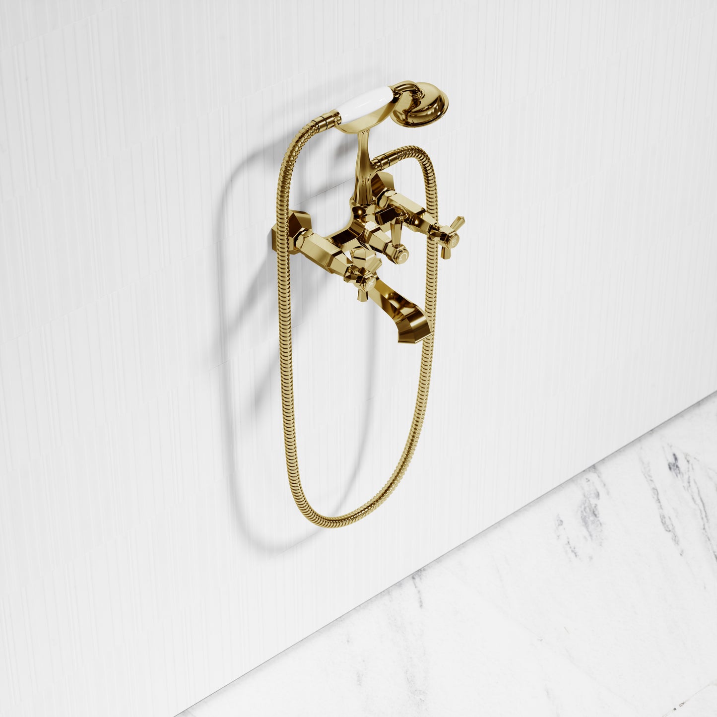 Eton Polished Brass Wall Mounted Bath Shower Tap