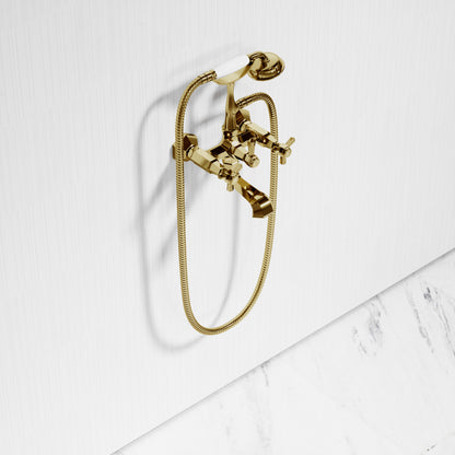 Eton Polished Brass Wall Mounted Bath Shower Tap