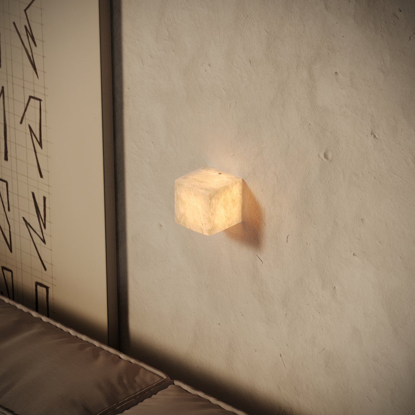 Fiamma Alabaster Wall Sconce Cube Light 100mm