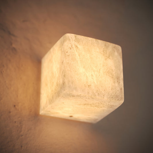 Fiamma Alabaster Wall Sconce Cube Light 100mm