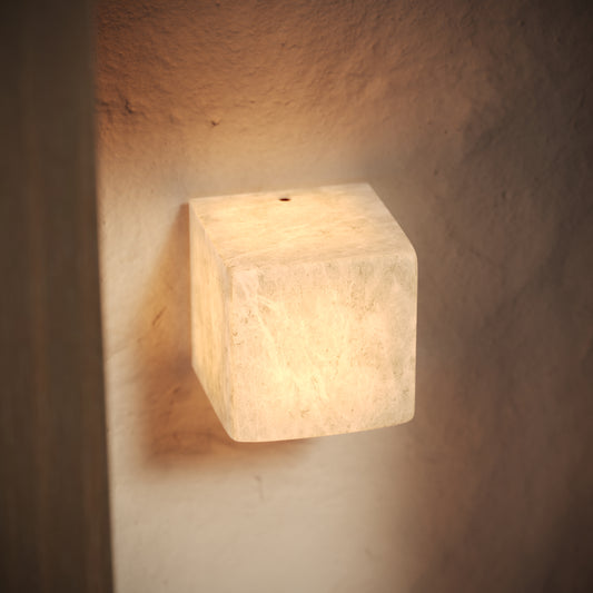 Fiamma Alabaster Wall Sconce Cube Light 100mm
