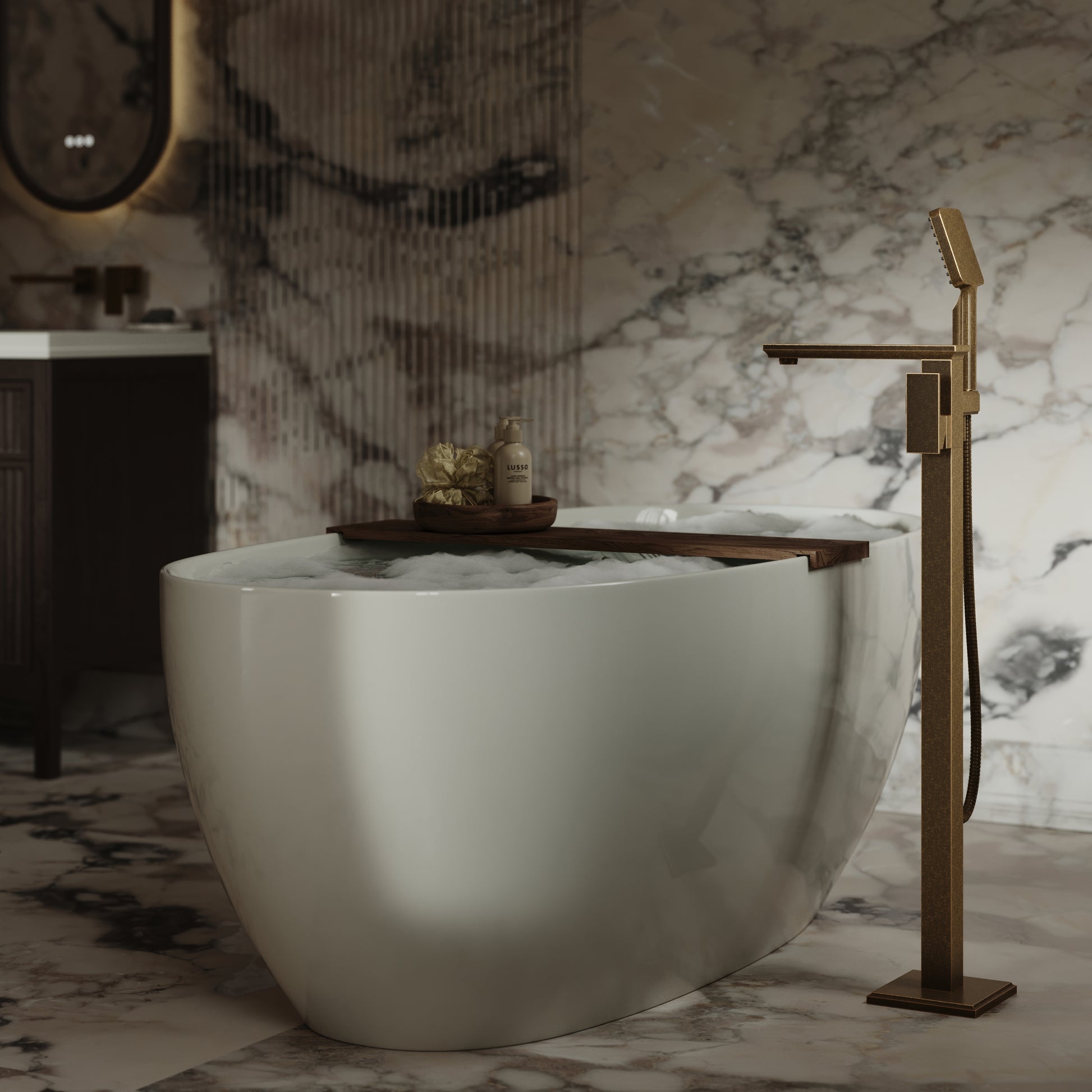 Baroque Aged Bronze Floorstanding Bath Shower Mixer Tap