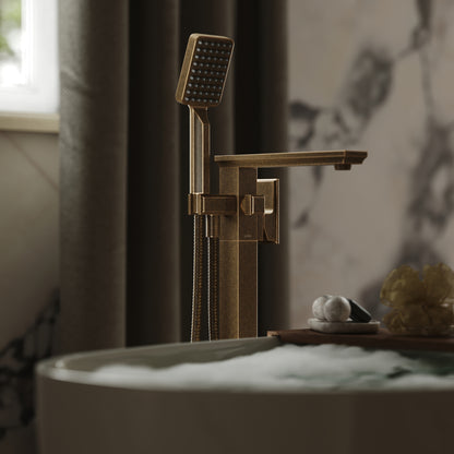 Baroque Aged Bronze Floorstanding Bath Shower Mixer Tap
