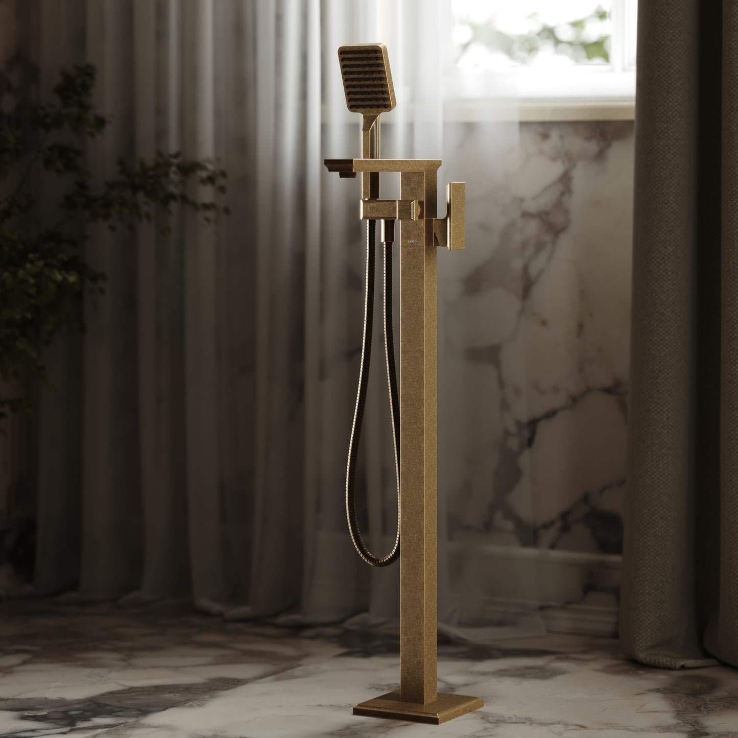 Baroque Aged Bronze Floorstanding Bath Shower Mixer Tap