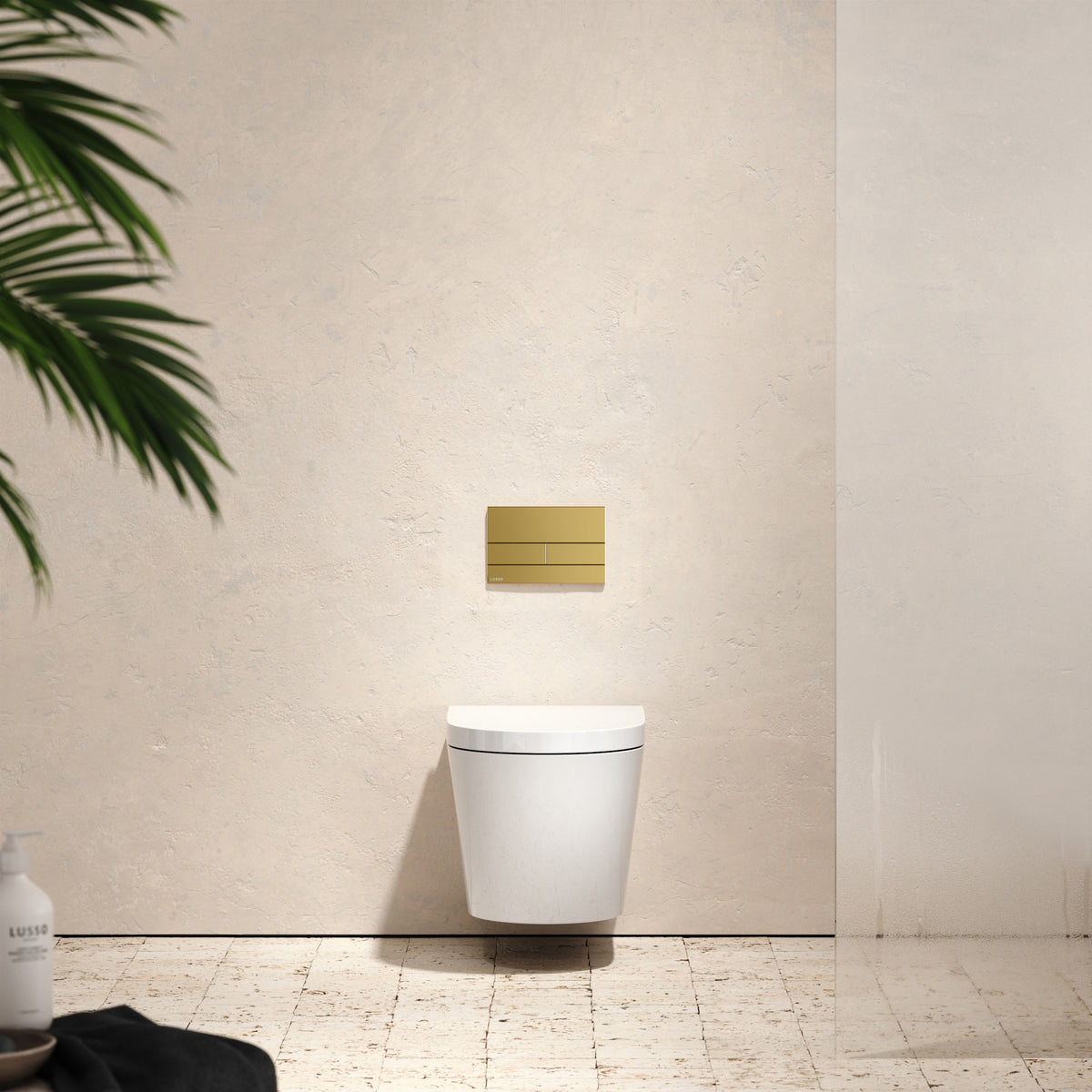 Senza Wall Hung Rimless Toilet with Concealed Cistern Frame and Square Flush Plate