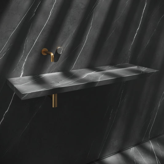 Levitare Pietra Grey Marble Ultra Thin Wall Mounted Basin 1200mm (Offset Waste)