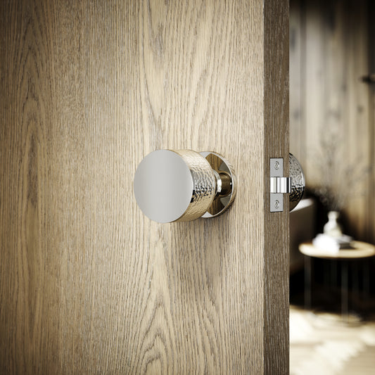 Grosvenor Polished Nickel Hammered Mortice Door Knobs