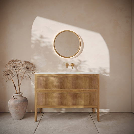 Hampton Oak Floorstanding Vanity Unit with Matte White Basin 1200mm