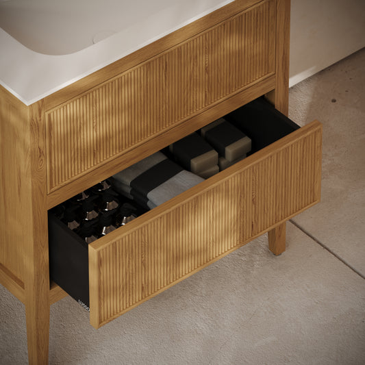 Hampton Natural Oak Floorstanding Vanity Unit with Matte White Basin 800mm