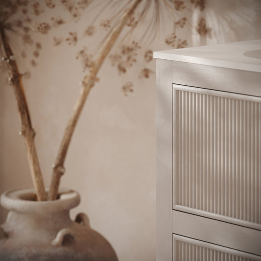 Hampton Velvet Beige Floorstanding Vanity Unit with Matte White Basin 800mm