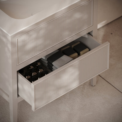 Hampton Velvet Beige Floorstanding Vanity Unit with Matte White Basin 800mm