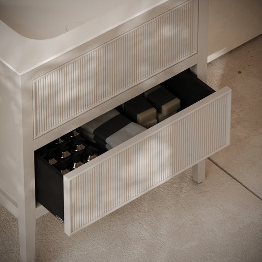 Hampton Velvet Beige Floorstanding Vanity Unit with Matte White Basin 800mm