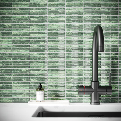 Stick Mosaic Verde Green Marble Glazed Porcelain Wall Tile 282 x 294mm