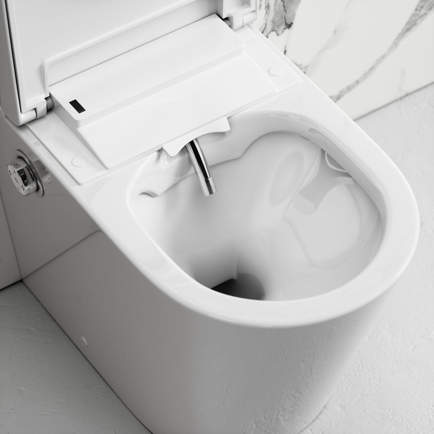 Intellismart Back To Wall Rimless Bidet Toilet with Concealed Cistern and Aged Bronze Flush Plate