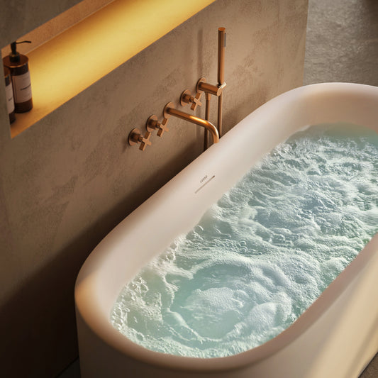Lusso Light Ravenna AirWave Polished White Freestanding Air Spa Bath 1700mm