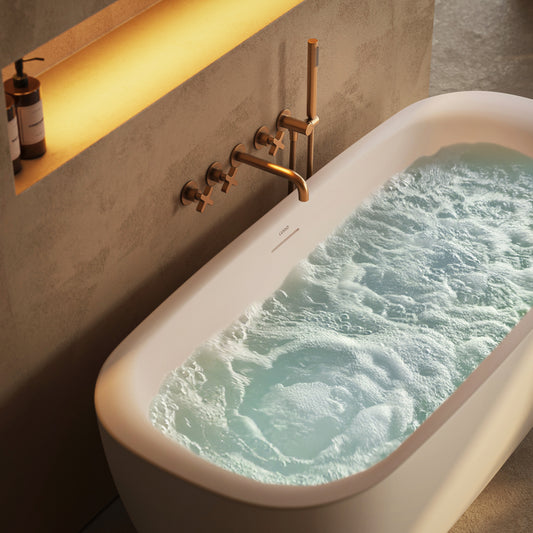 Lusso Light Trocadero AirWave White Freestanding Air Spa Bath 1700mm