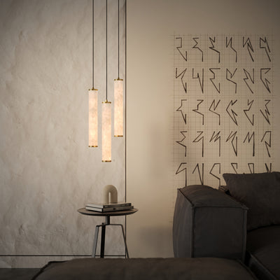 Luminosa Alabaster LED Pendant Light Brushed Gold 400mm