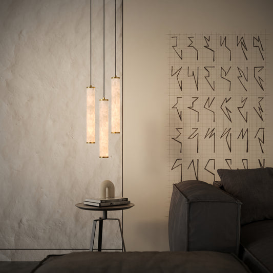 Luminosa Alabaster LED Pendant Light Brushed Gold 400mm