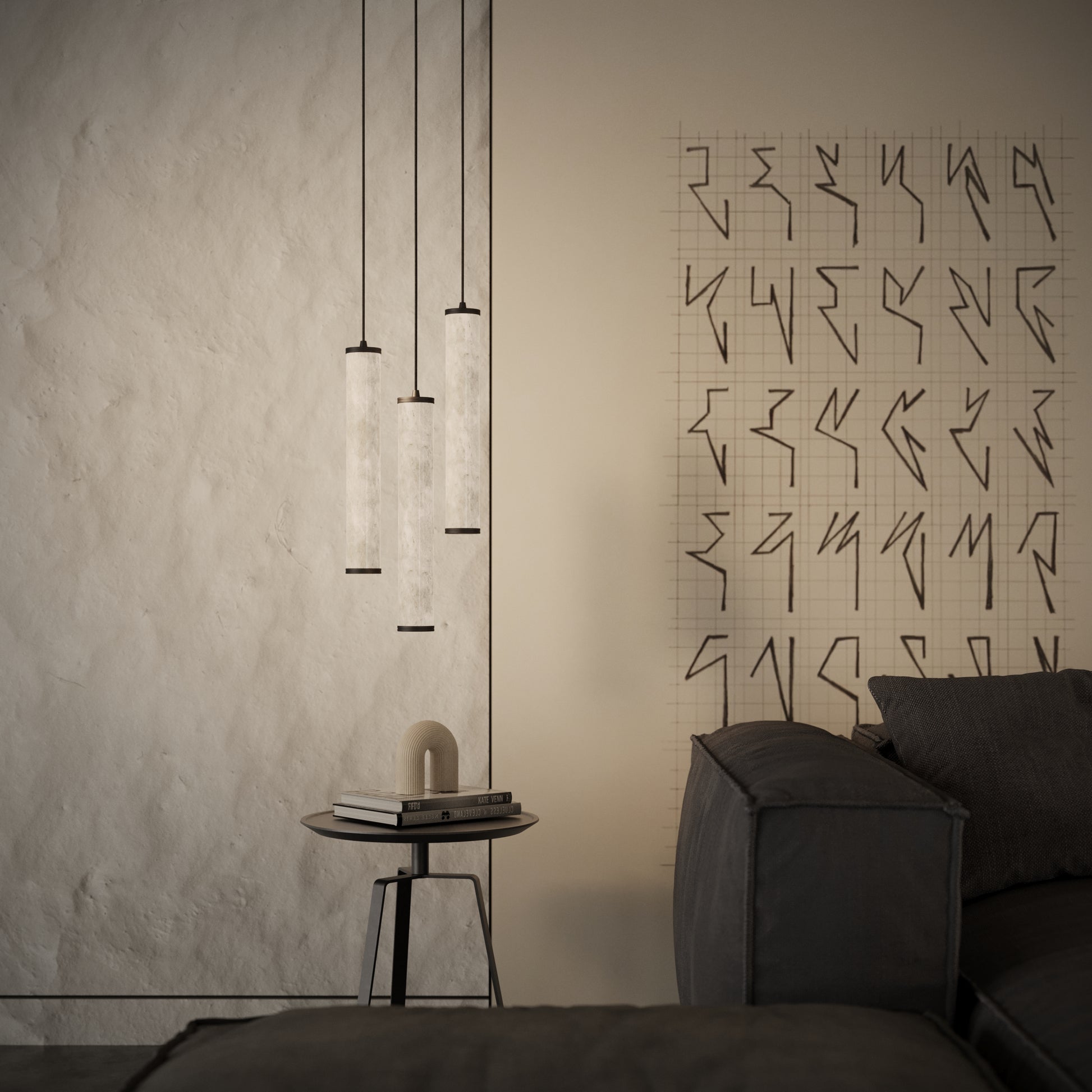 Luminosa Alabaster LED Pendant Light Deep Bronze 400mm