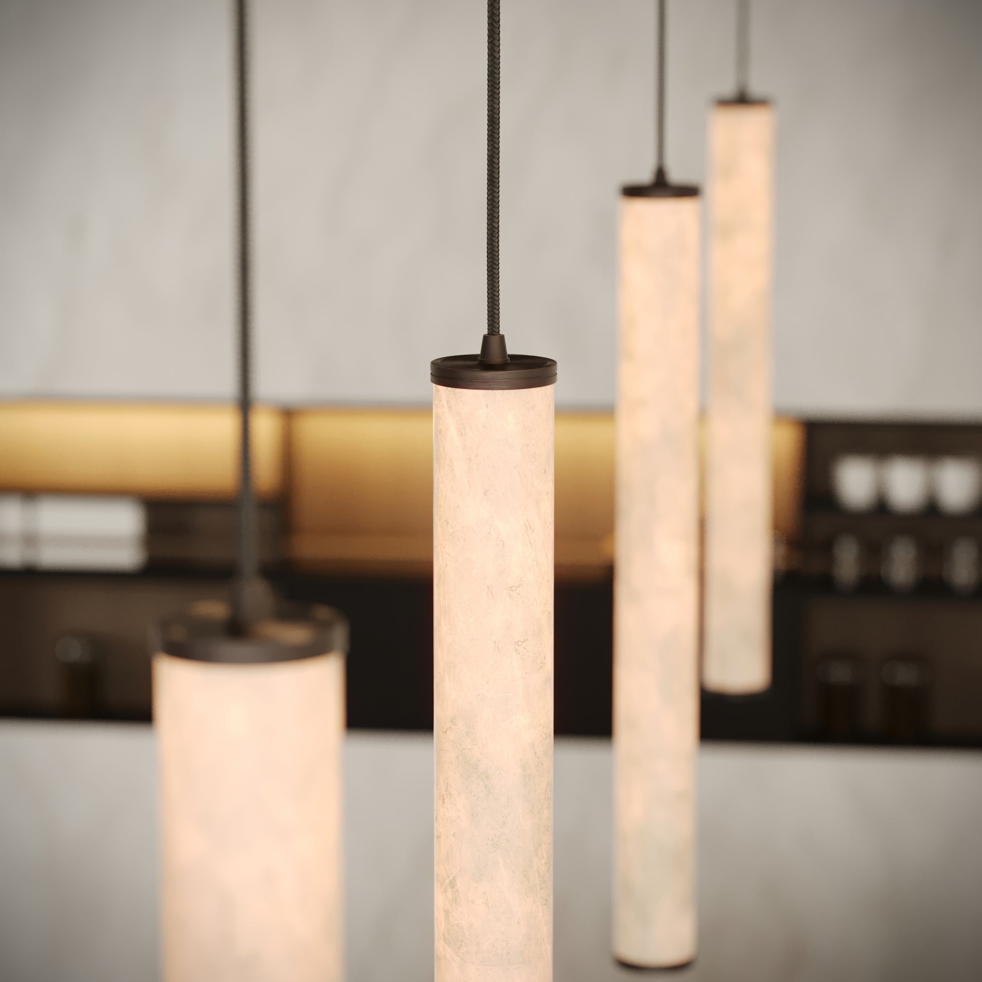 Luminosa Alabaster LED Pendant Light Deep Bronze 600mm