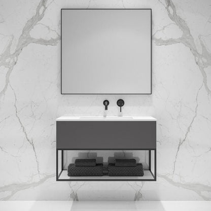 Luxe Mirror with Matte Black Slimline Metal Frame 900mm