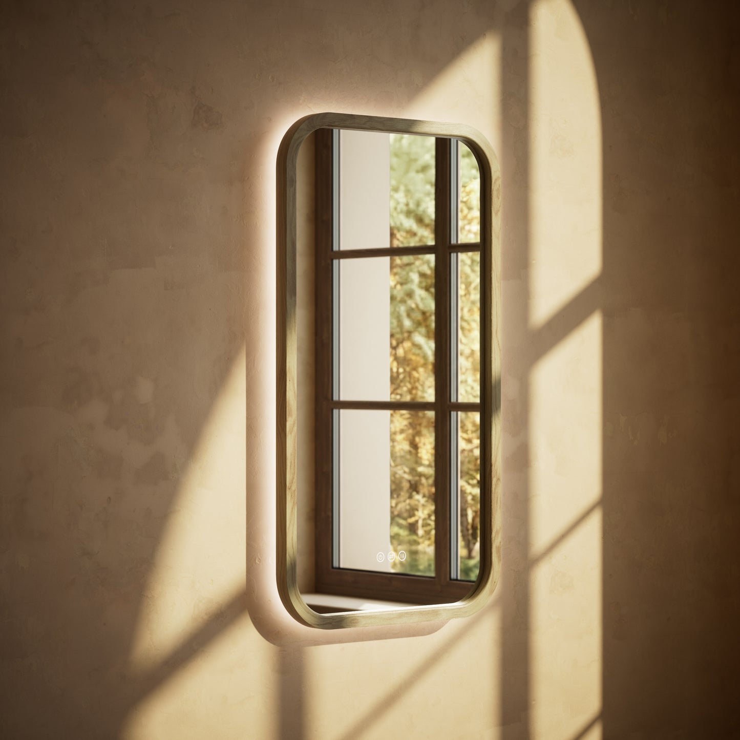 La Maison White Oak Backlit LED & Demister Mirror 500mm