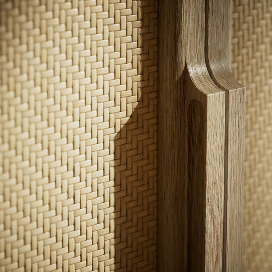 La Maison White Oak Rattan Wall Hung Storage Cabinet 800mm